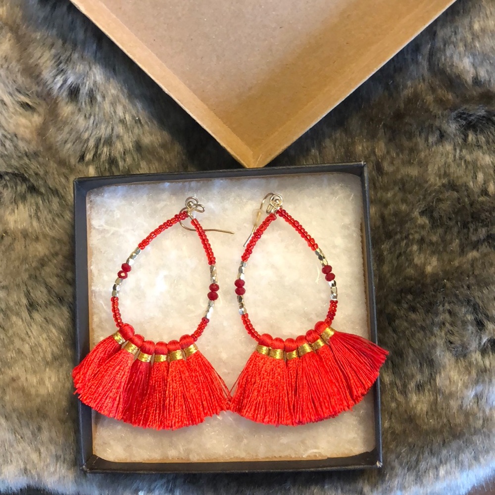 Red Tassel Earrings